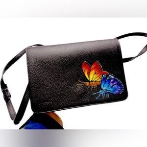 MEIRA T CROSSBODY BAG LEATHER SUEDE 9” X 6.5” W/ Adjustable Strap.. LIKE NEW!!